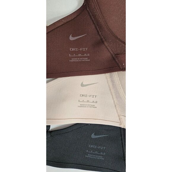 NIKE DRI FIT Wirefree Molded Cup Bra Set of 3 Small Brown, Nude, Black - Picture 3 of 3